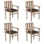 Sillas de jardín apilables 4 uds madera maciza teca con cojines by , Garden chairs - Ref: Foro24-3073402, Price: 506,02 €, Di...