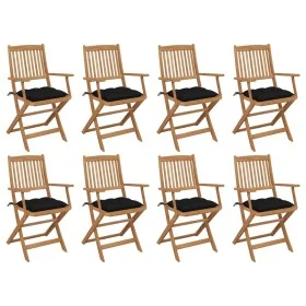 Sillas de jardín plegables 8 uds y cojines madera maciza acacia by , Garden chairs - Ref: Foro24-3075107, Price: 396,54 €, Di...