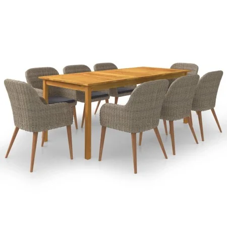 Juego de comedor para jardín de 9 piezas marrón de , Conjuntos de jardín - Ref: Foro24-3067921, Precio: 1,00 €, Descuento: %