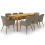 Juego de comedor para jardín de 9 piezas marrón de , Conjuntos de jardín - Ref: Foro24-3067921, Precio: 1,00 €, Descuento: %