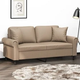 Sofá de 2 plazas con cojines cuero sintético capuchino 140 cm von , Sofas - Ref: Foro24-3200934, Preis: 247,06 €, Rabatt: %