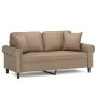 Sofá de 2 plazas con cojines cuero sintético capuchino 140 cm by , Sofas - Ref: Foro24-3200934, Price: 247,06 €, Discount: %