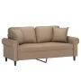 Sofá de 2 plazas con cojines cuero sintético capuchino 140 cm by , Sofas - Ref: Foro24-3200934, Price: 247,06 €, Discount: %