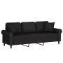 Sofá de 3 plazas con cojines terciopelo negro 180 cm by , Sofas - Ref: Foro24-3200960, Price: 321,12 €, Discount: %
