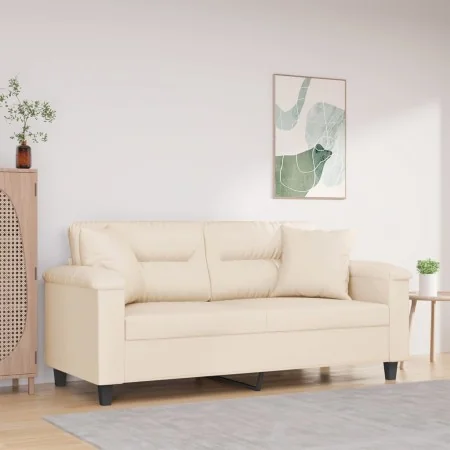 Sofá de 2 plazas con cojines tela de microfibra beige 140 cm von , Sofas - Ref: Foro24-3200976, Preis: 294,53 €, Rabatt: %