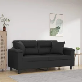 Sofá de 2 plazas con cojines cuero sintético negro 140 cm von , Sofas - Ref: Foro24-3200988, Preis: 246,85 €, Rabatt: %