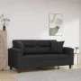 Sofá de 2 plazas con cojines cuero sintético negro 140 cm by , Sofas - Ref: Foro24-3200988, Price: 246,85 €, Discount: %