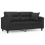 Sofá de 2 plazas con cojines cuero sintético negro 140 cm by , Sofas - Ref: Foro24-3200988, Price: 246,85 €, Discount: %