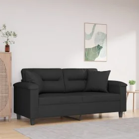 Sofá de 2 plazas con cojines tela de microfibra negro 140 cm von , Sofas - Ref: Foro24-3200974, Preis: 304,28 €, Rabatt: %