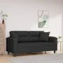 Sofá de 2 plazas con cojines tela de microfibra negro 140 cm by , Sofas - Ref: Foro24-3200974, Price: 304,28 €, Discount: %