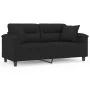 Sofá de 2 plazas con cojines tela de microfibra negro 140 cm by , Sofas - Ref: Foro24-3200974, Price: 304,28 €, Discount: %
