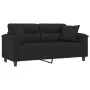 Sofá de 2 plazas con cojines tela de microfibra negro 140 cm by , Sofas - Ref: Foro24-3200974, Price: 304,28 €, Discount: %