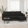 Sofá de 3 plazas con taburete de tela negro 180 cm by , Sofas - Ref: Foro24-3201139, Price: 308,72 €, Discount: %