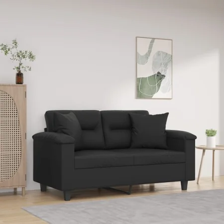 Sofá de 2 plazas con cojines cuero sintético negro 120 cm von , Sofas - Ref: Foro24-3200983, Preis: 244,11 €, Rabatt: %