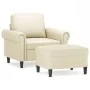 Sillón con taburete cuero sintético color crema 60 cm by , Sofas - Ref: Foro24-3201201, Price: 202,15 €, Discount: %