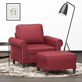 Sillón con taburete cuero sintético rojo tinto 60 cm by , Sofas - Ref: Foro24-3201203, Price: 201,17 €, Discount: %