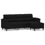Sofá de 3 plazas y taburete tela microfibra negro 180 cm by , Sofas - Ref: Foro24-3201234, Price: 381,34 €, Discount: %