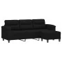 Sofá de 3 plazas y taburete tela microfibra negro 180 cm by , Sofas - Ref: Foro24-3201234, Price: 381,34 €, Discount: %