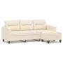 Sofá de 3 plazas y taburete tela microfibra beige 180 cm by , Sofas - Ref: Foro24-3201236, Price: 396,80 €, Discount: %