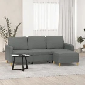 Sofá de 3 plazas con taburete de tela gris oscuro 180 cm by , Sofas - Ref: Foro24-3201193, Price: 307,99 €, Discount: %