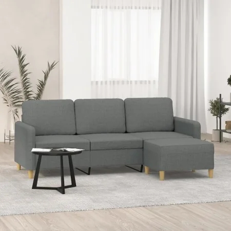 Sofá de 3 plazas con taburete de tela gris oscuro 180 cm by , Sofas - Ref: Foro24-3201193, Price: 307,99 €, Discount: %