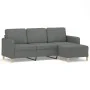 Sofá de 3 plazas con taburete de tela gris oscuro 180 cm by , Sofas - Ref: Foro24-3201193, Price: 307,99 €, Discount: %