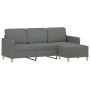 Sofá de 3 plazas con taburete de tela gris oscuro 180 cm by , Sofas - Ref: Foro24-3201193, Price: 307,99 €, Discount: %