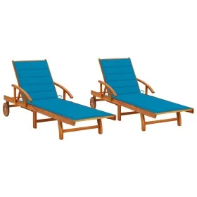 Tumbonas con cojines 2 unidades madera maciza de acacia by , Loungers - Ref: Foro24-3077334, Price: 460,78 €, Discount: %