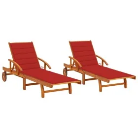 Tumbonas con cojines 2 unidades madera maciza de acacia by , Loungers - Ref: Foro24-3077336, Price: 462,79 €, Discount: %