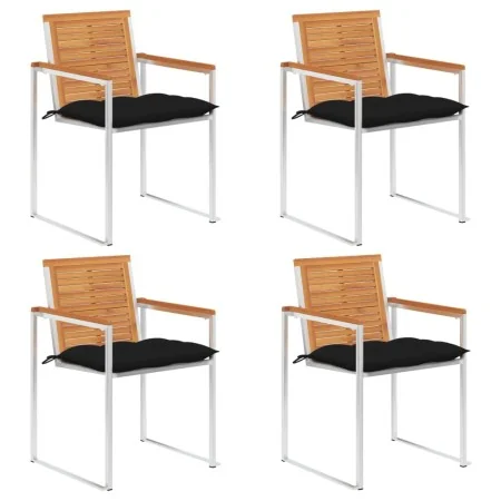 Sillas de jardín y cojines 4 unidades madera maciza de acacia by , Garden chairs - Ref: Foro24-3078492, Price: 512,22 €, Disc...