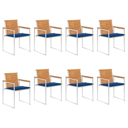Sillas de jardín y cojines 8 unidades madera maciza de acacia by , Garden chairs - Ref: Foro24-3078534, Price: 980,45 €, Disc...