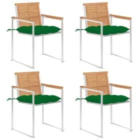 Sillas de jardín 4 unidades con cojines madera maciza teca von , Gartenstühle - Ref: Foro24-3078574, Preis: 539,55 €, Rabatt: %