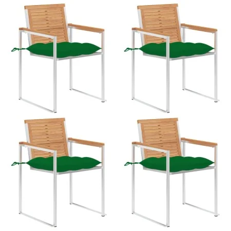 Sillas de jardín 4 unidades con cojines madera maciza teca von , Gartenstühle - Ref: Foro24-3078574, Preis: 539,27 €, Rabatt: %