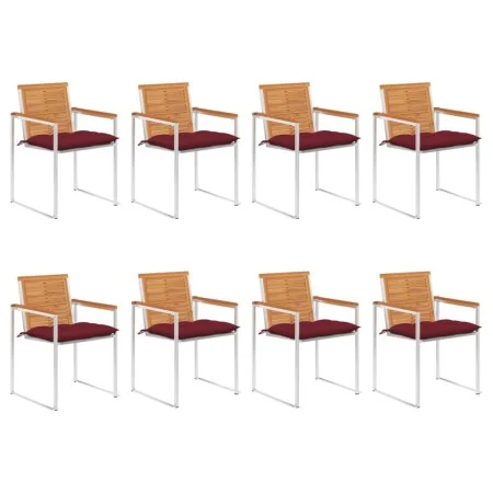 Sillas de jardín y cojines 8 unidades madera maciza de acacia by , Garden chairs - Ref: Foro24-3078548, Price: 1,00 €, Discou...