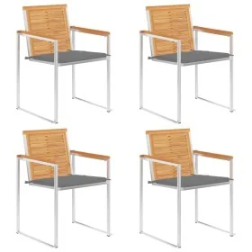 Sillas de jardín 4 unidades con cojines madera maciza teca von , Gartenstühle - Ref: Foro24-3078555, Preis: 539,49 €, Rabatt: %