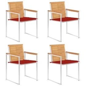 Sillas de jardín 4 unidades con cojines madera maciza teca by , Garden chairs - Ref: Foro24-3078560, Price: 549,06 €, Discoun...