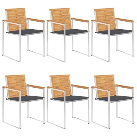 Sillas de jardín y cojines 6 unidades madera maciza de acacia by , Garden chairs - Ref: Foro24-3078581, Price: 807,74 €, Disc...