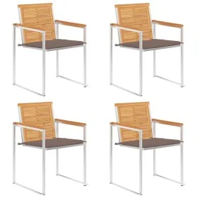 Sillas de jardín 4 unidades con cojines madera maciza teca by , Garden chairs - Ref: Foro24-3078562, Price: 540,37 €, Discoun...