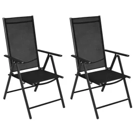Sillas plegables de jardín 2 uds aluminio y textilene negro de , Sillas de jardín - Ref: Foro24-41730, Precio: 113,95 €, Desc...