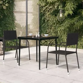 Mesa de comedor de jardín acero y vidrio negra 80x80x74 cm by , Garden tables - Ref: Foro24-318749, Price: 120,53 €, Discount: %
