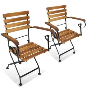 Sillas plegables de jardín 2 uds acero y madera acacia maciza by , Garden chairs - Ref: Foro24-43735, Price: 188,66 €, Discou...