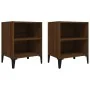 Mesitas de noche 2 uds patas de metal marrón roble 40x30x50 cm von , Nachttische - Ref: Foro24-813109, Preis: 54,47 €, Rabatt: %