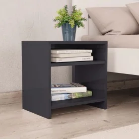 Mesita de noche madera contrachapada gris brillante 40x30x40cm by , Nightstands - Ref: Foro24-800025, Price: 31,21 €, Discoun...