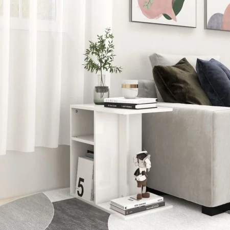 Mesa auxiliar madera contrachapada blanco brillante 50x30x50 cm by , Side tables - Ref: Foro24-803026, Price: 36,24 €, Discou...