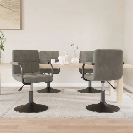 Sillas de comedor giratorias 4 unidades terciopelo gris claro de , Sillas de comedor - Ref: Foro24-3087919, Precio: 249,83 €,...