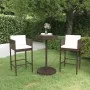 Set de bar de jardín 3 piezas y cojines ratán sintético marrón von , Gartensets - Ref: Foro24-3094771, Preis: 259,04 €, Rabat...