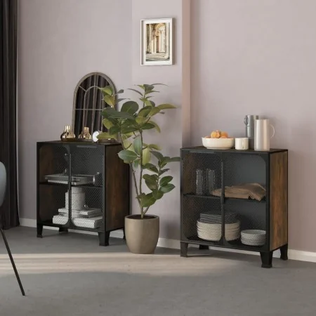 Armarios de almacenaje 2 uds metal y MDF marrón rústico by , Lockers and storage cabinets - Ref: Foro24-3095969, Price: 252,5...
