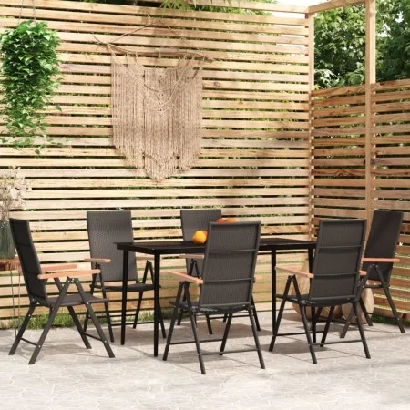 Juego de comedor para jardín 7 piezas negro de , Conjuntos de jardín - Ref: Foro24-3099122, Precio: 510,70 €, Descuento: %