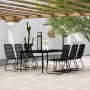 Juego de comedor de jardín 7 piezas negro de , Conjuntos de jardín - Ref: Foro24-3099183, Precio: 867,81 €, Descuento: %