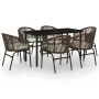 Juego de comedor de jardín 7 piezas marrón de , Conjuntos de jardín - Ref: Foro24-3099230, Precio: 809,53 €, Descuento: %